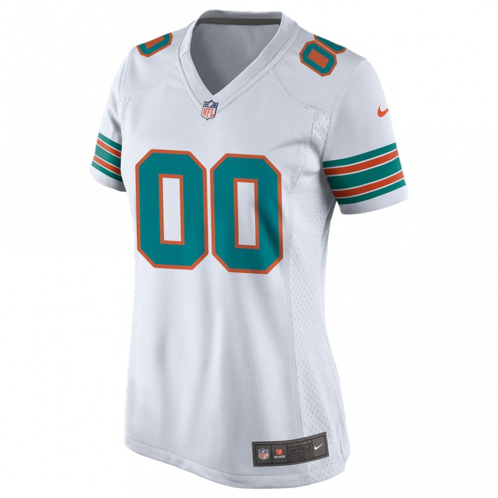 Miami Dolphins Nike Women's Alternate Custom Game Jersey - White-GridironStore